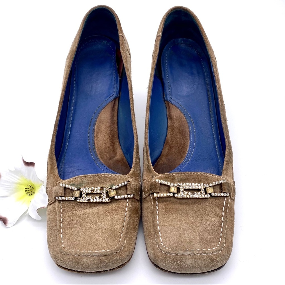 GUC Via Spiga Suede Square Toe Kitten Heels, 6 - Picture 5 of 15